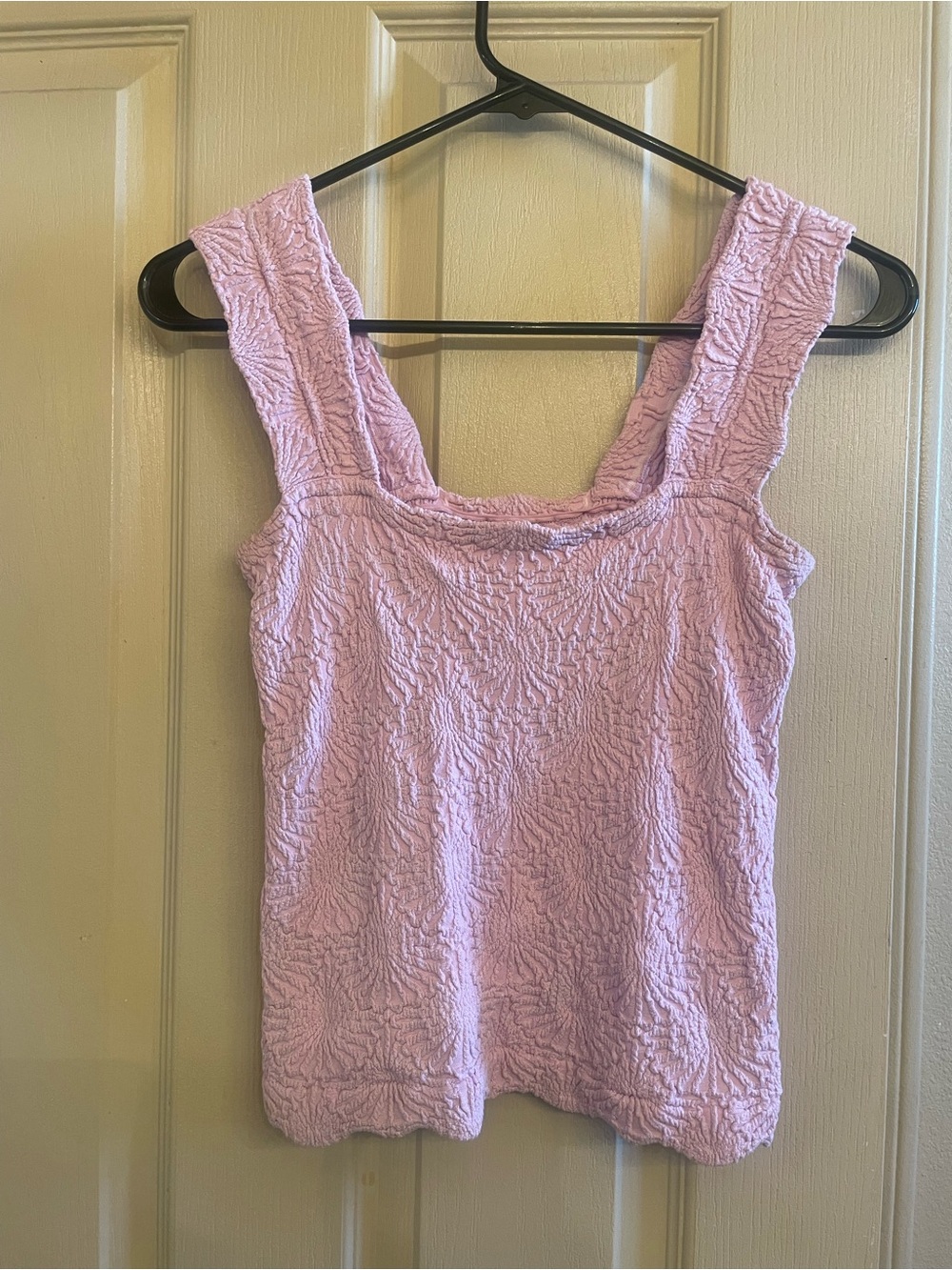 Free People pink Textured Square-Neck Tank Top size small